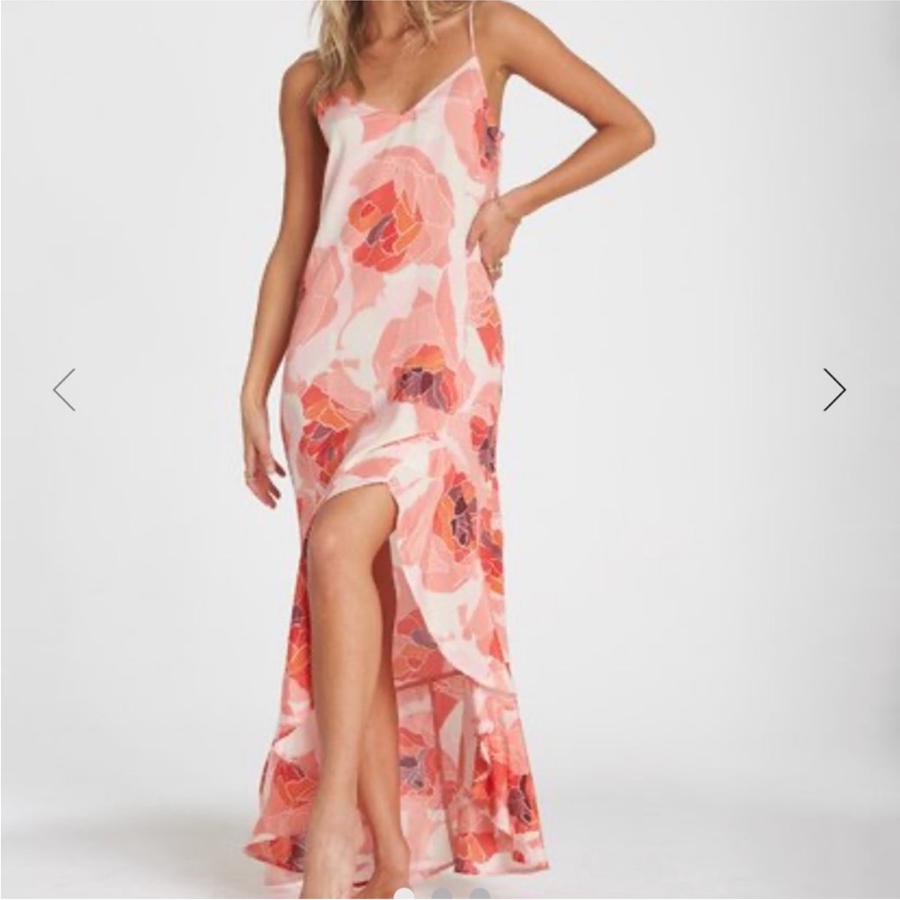 Billabong kick it up dress Floral Pink Maxi Dress